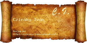 Cziráky Iván névjegykártya
